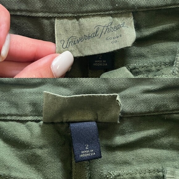 Target Women Size 2 Wide Leg High Rise Green Cargo Ankle Pants Trouser Cotton - Picture 5 of 11